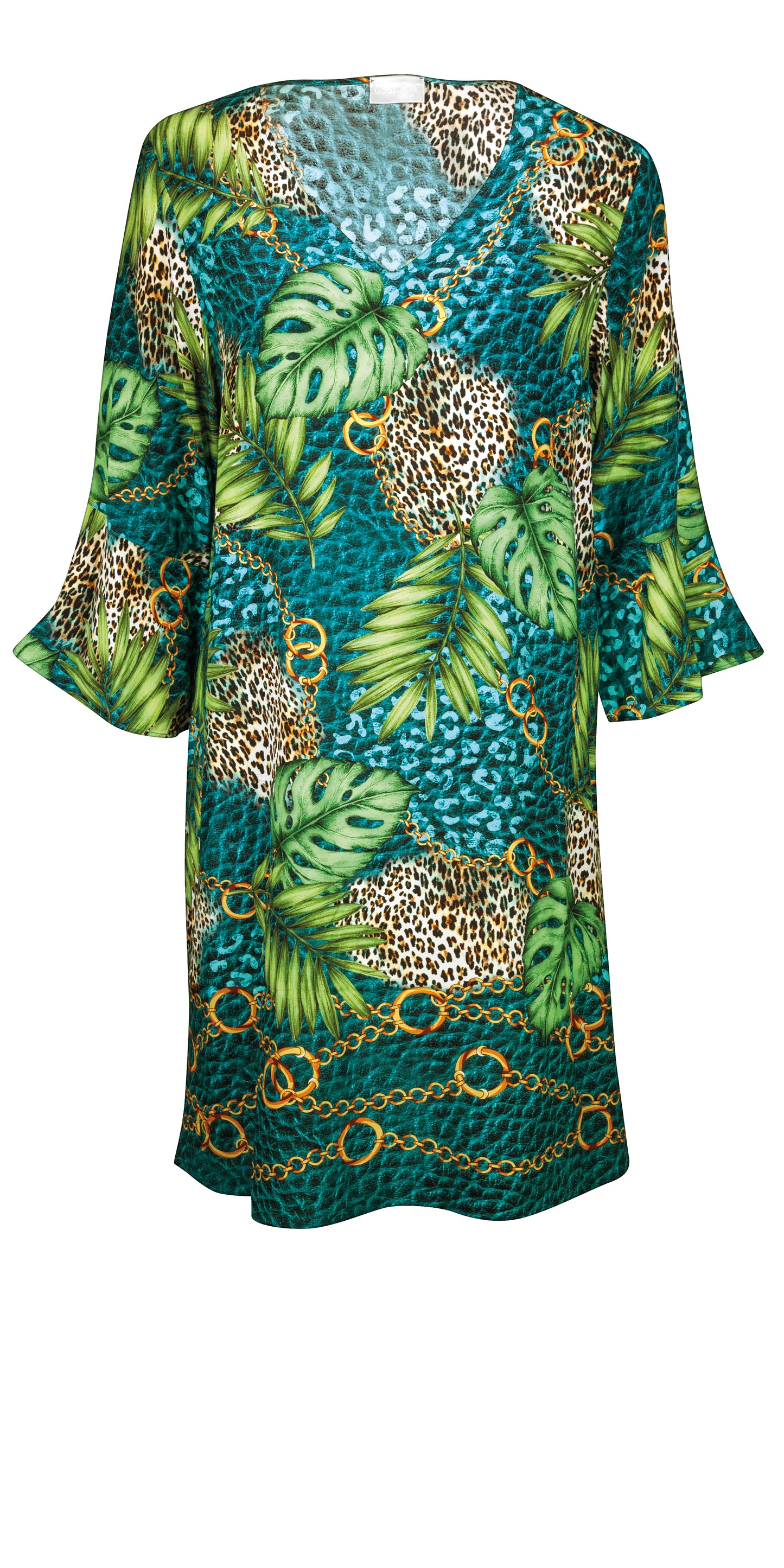 Vestido tipo túnica con estampado selvático de Charmline C3789_652_910