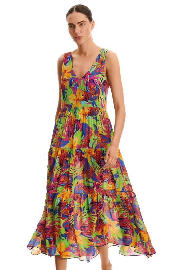 Vestido largo con escote en semipico 2507C95 Diana de Basmar