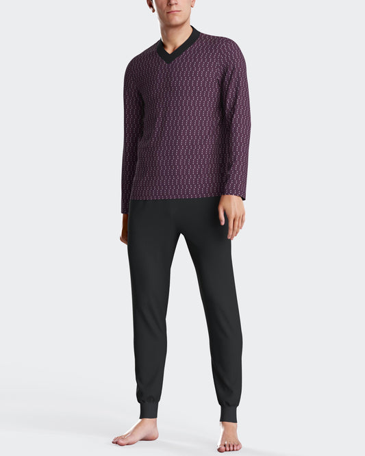 Pijama largo con puños de hombre en algodón modal de IMPETUS IM1552N6400