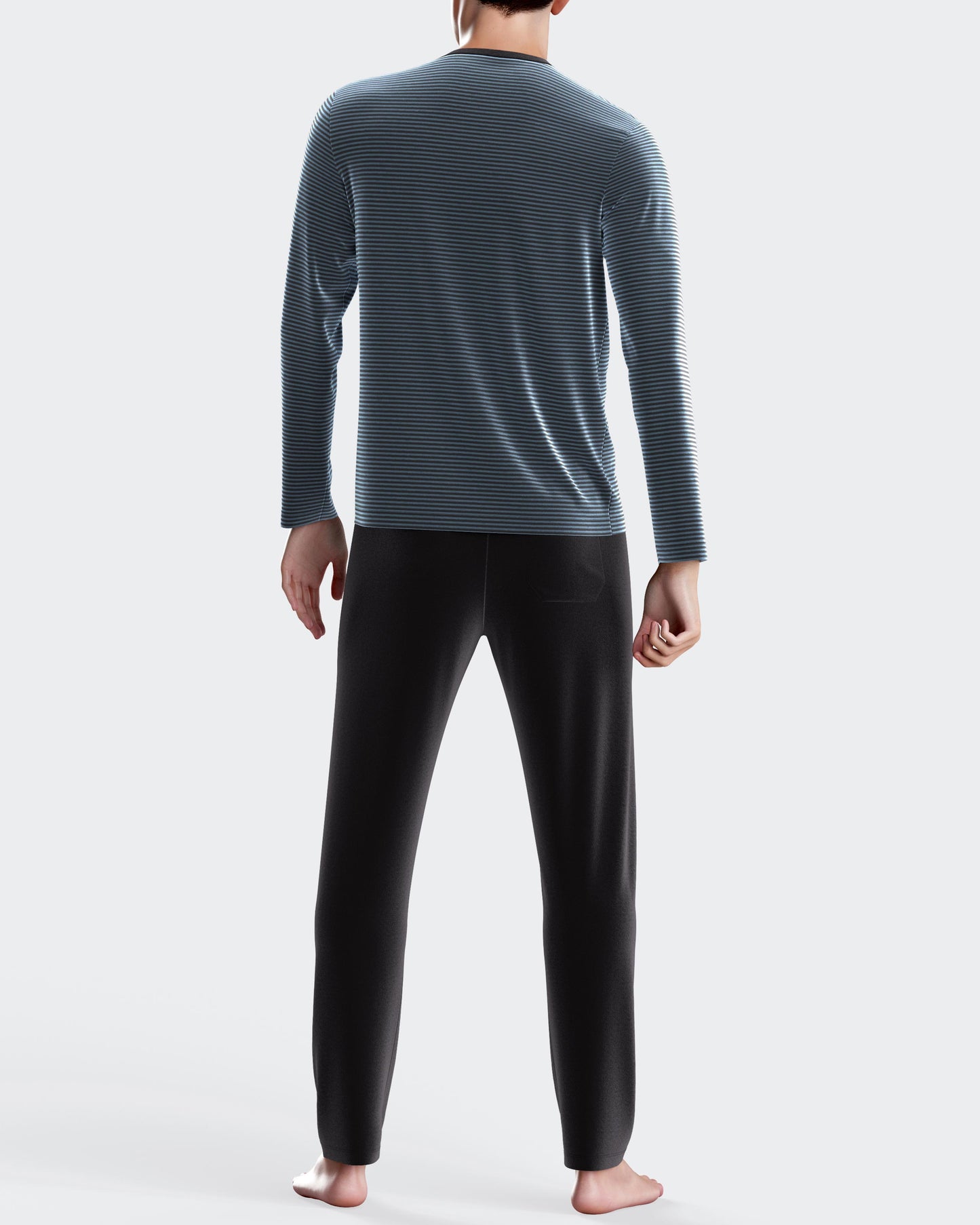 Pijama largo de hombre en terciopelo térmico a rayas de IMPETUS IM1551N7800