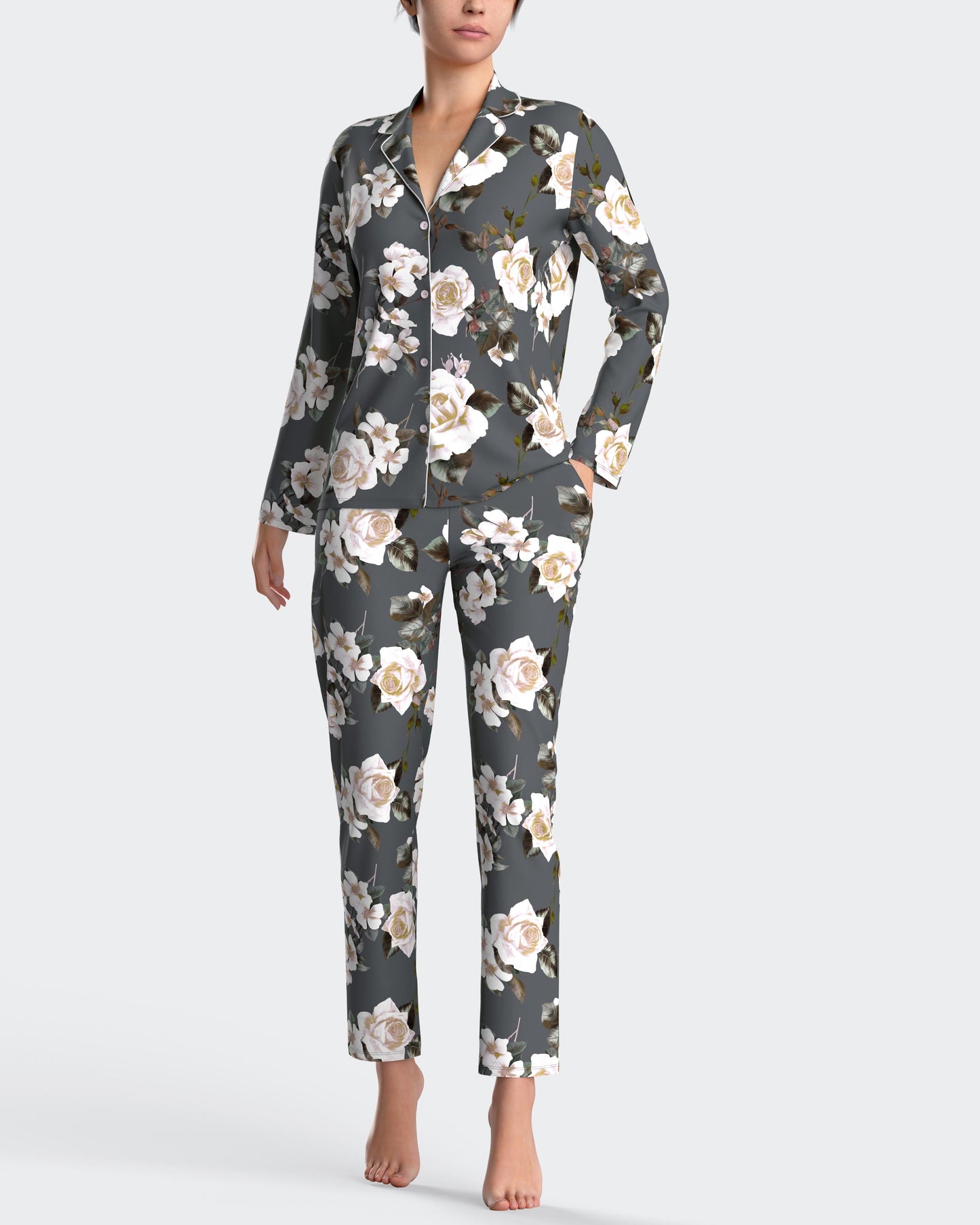 Pijama largo de mujer abierto en modal de IMPETUS IM8587N9000