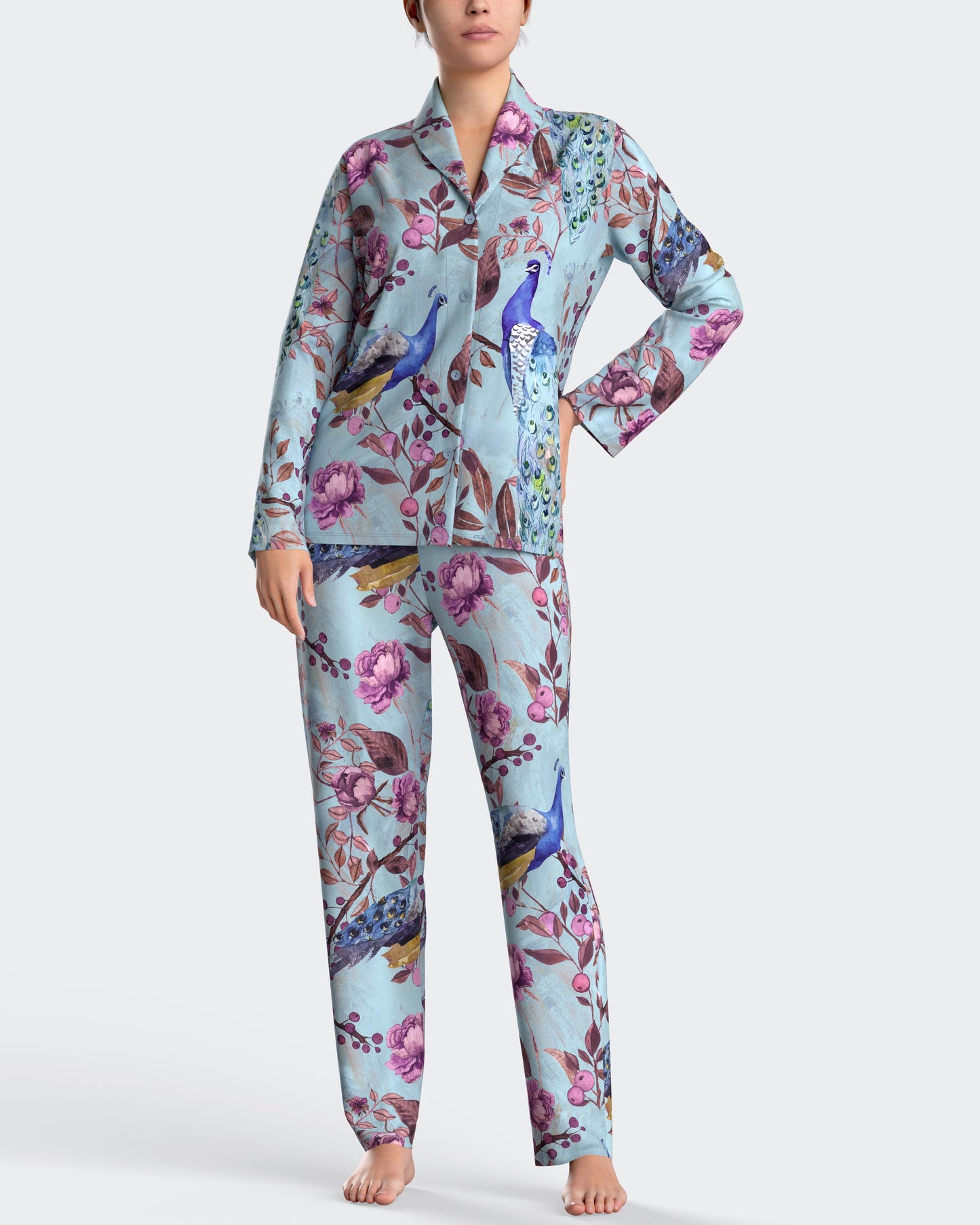 Pijama largo de mujer abierto en modal de IMPETUS IM8587N9100