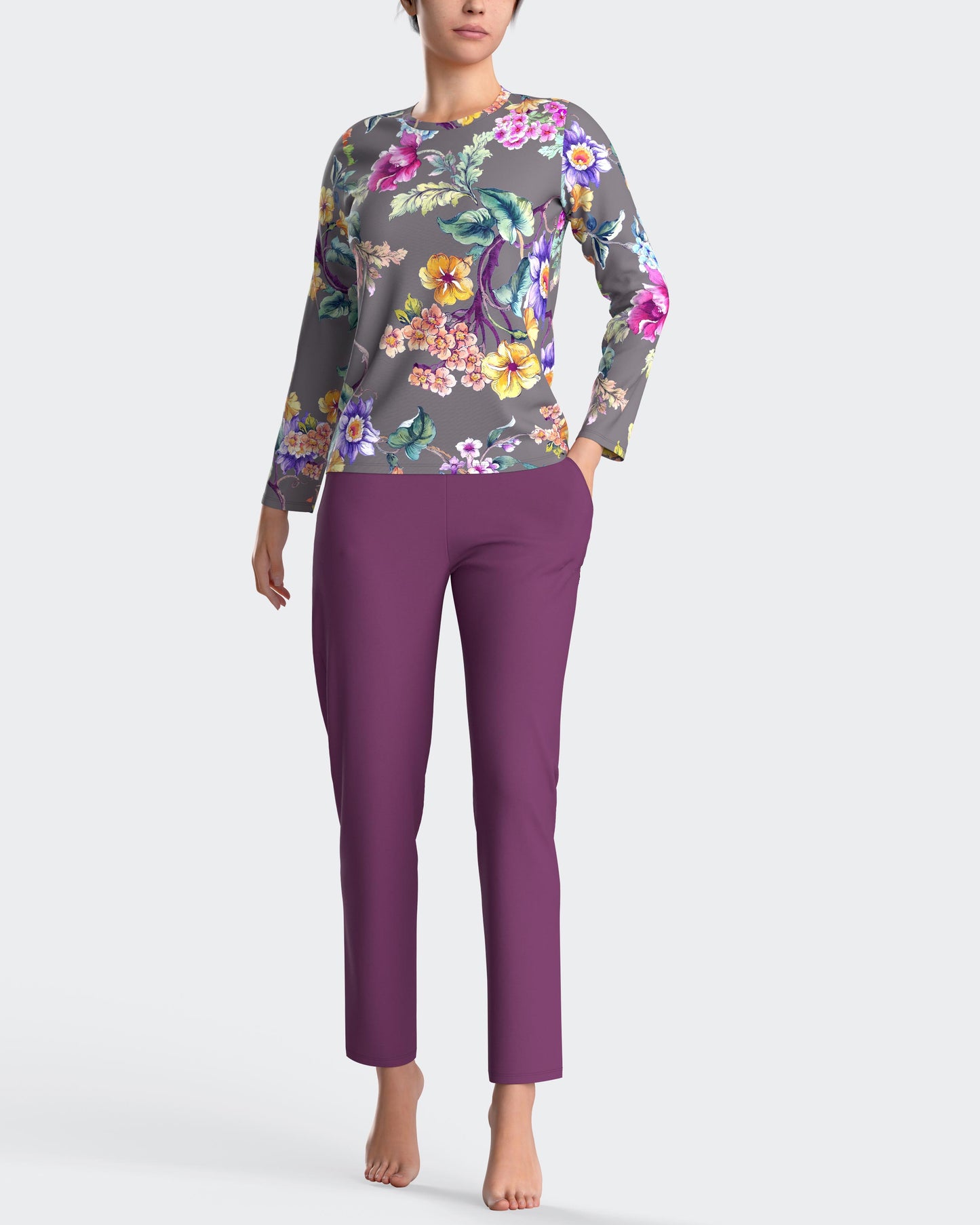 Pijama largo de mujer en algodón modal de IMPETUS IM8551N9200