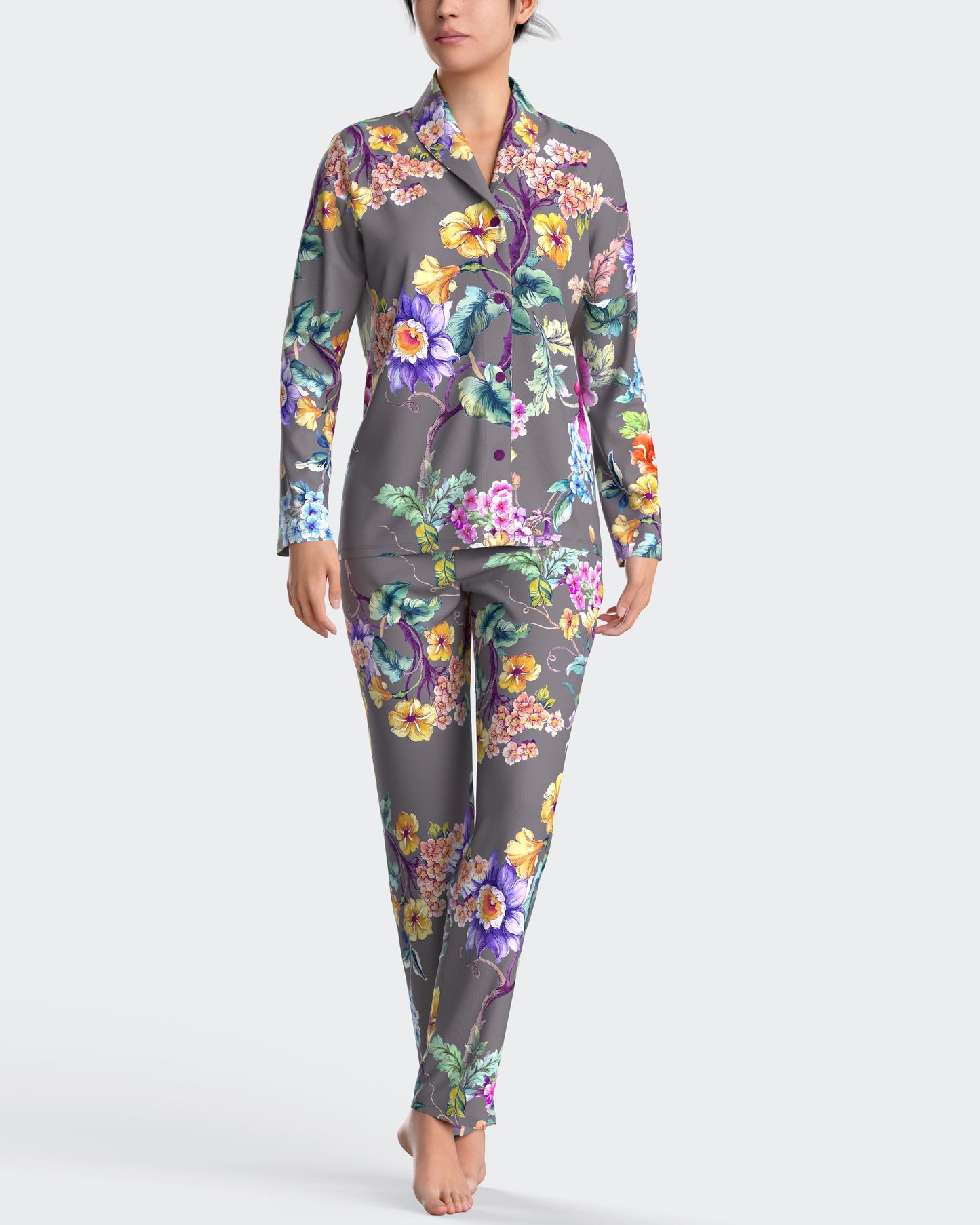 Pijama largo de mujer abierto en modal de IMPETUS IM8587N9200