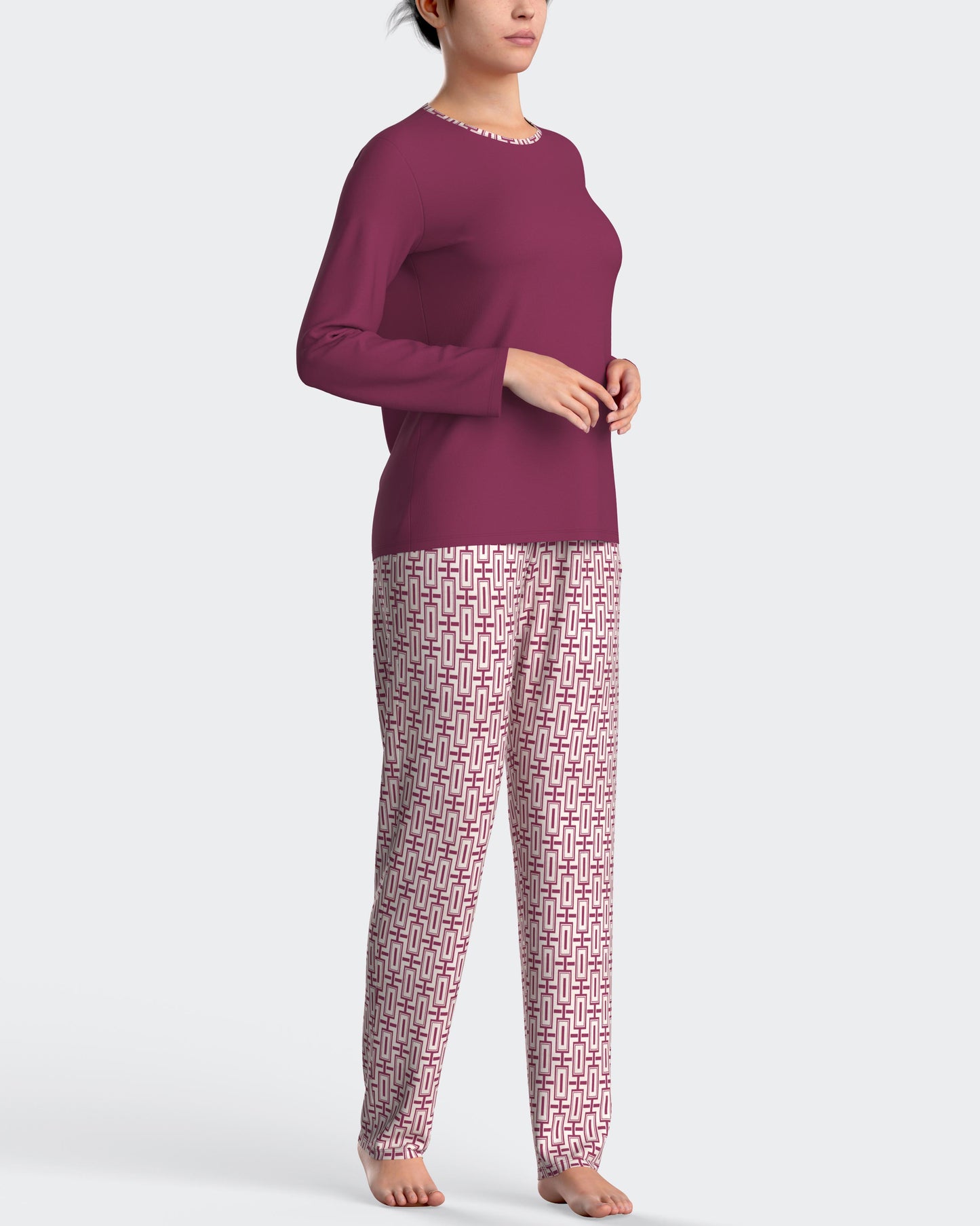 Pijama largo de mujer en algodón modal de IMPETUS IM8551N9500