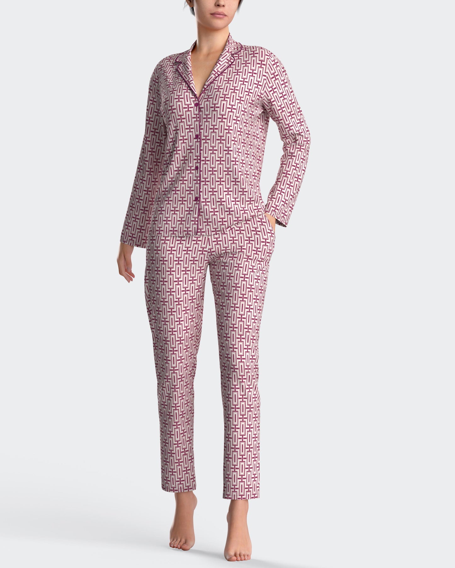 Pijama largo de mujer abierto en modal de IMPETUS IM8587N9500