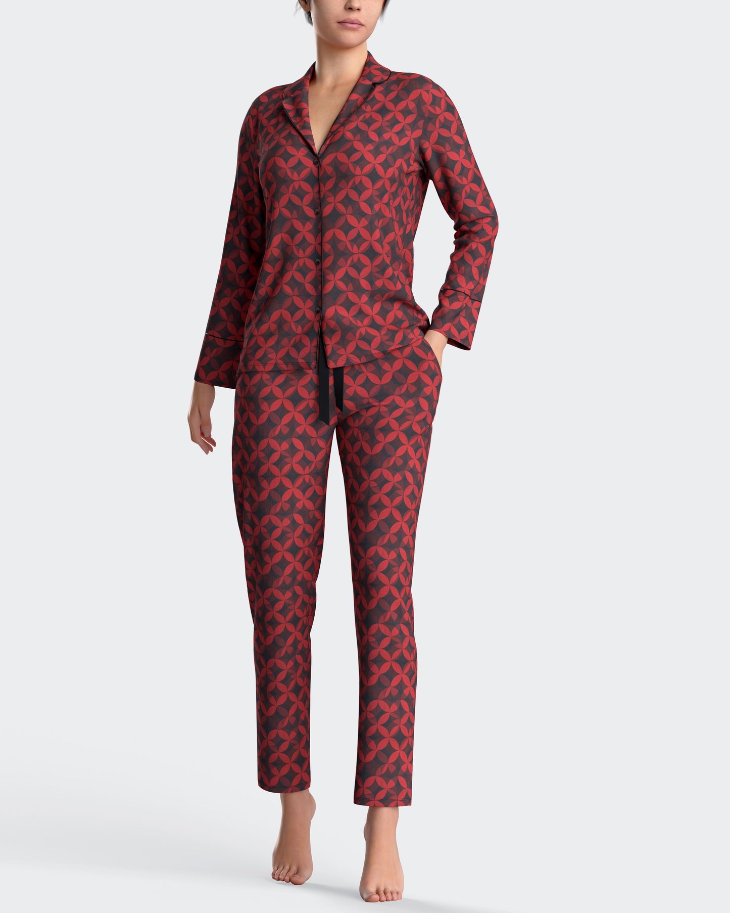 Pijama largo de mujer abierto en modal de IMPETUS IM8587N9900