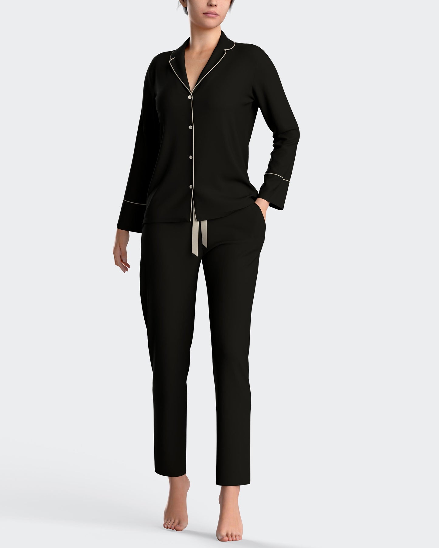 Pijama largo de mujer abierto en modal de IMPETUS IM8587O0200