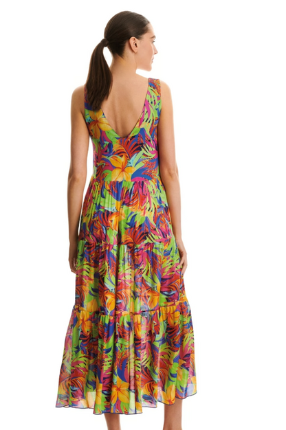 Vestido largo con escote en semipico 2507C95 Diana de Basmar