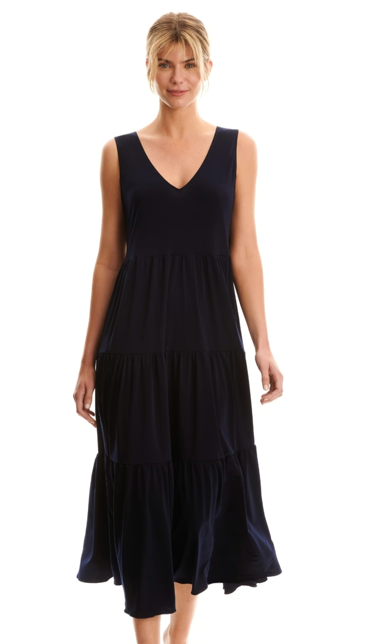 Vestido largo con escote en pico 2524C95 Stella de Basmar