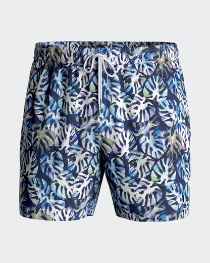 Bañador short con estampado de hojas sobre fondo marino de Impetus IM1943N2600