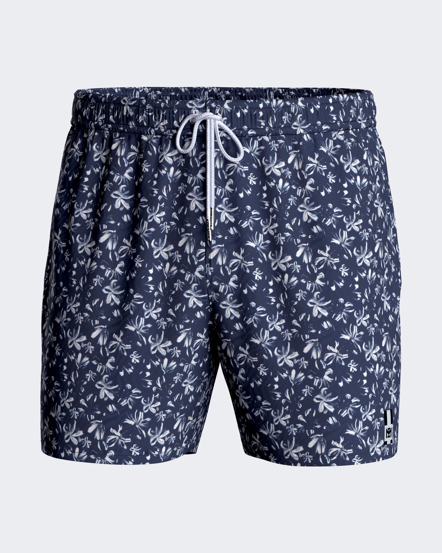Bañador short con estampado de flores blancas sobre fondo marino de Impetus IM1943N2700