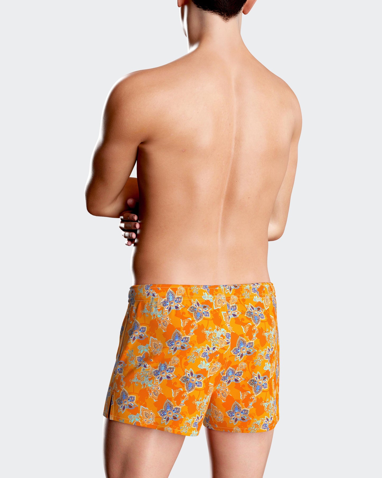 Bañador short corto con estampado naranja de flores de Impetus IM1930N5900