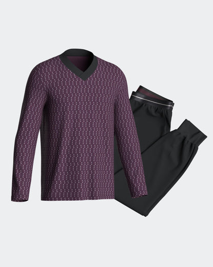 Pijama largo con puños de hombre en algodón modal de IMPETUS IM1552N6400
