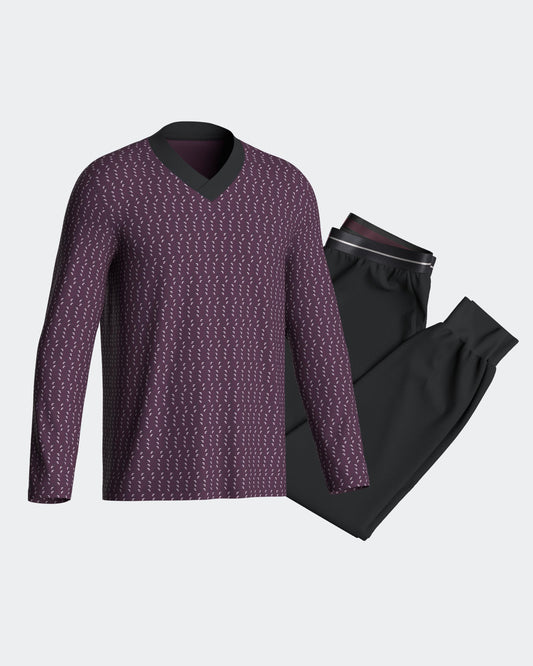Pijama largo con puños de hombre en algodón modal de IMPETUS IM1552N6400