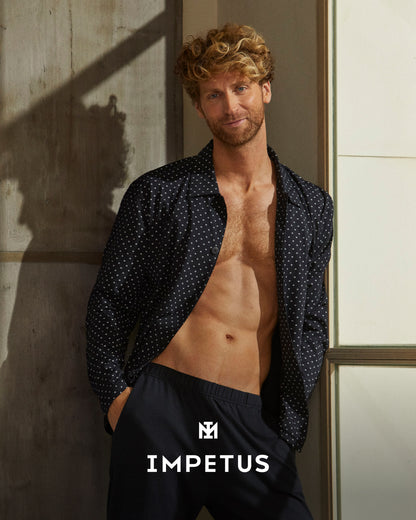 Pijama largo de hombre abierto en algodón de IMPETUS IM1557N7300