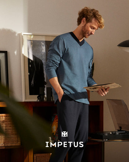 Pijama largo con puños de hombre en algodón de IMPETUS IM1552N7400