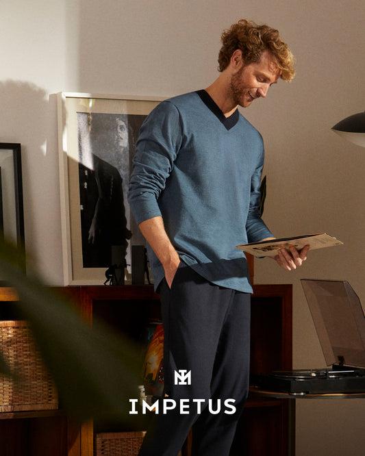 Pijama largo con puños de hombre en algodón de IMPETUS IM1552N7400