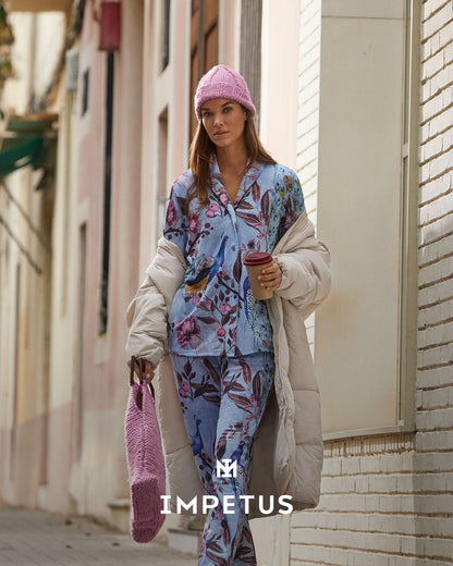 Pijama largo de mujer abierto en modal de IMPETUS IM8587N9100