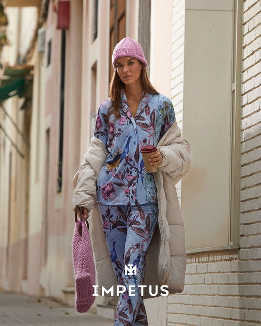 Pijama largo de mujer abierto en modal de IMPETUS IM8587N9100