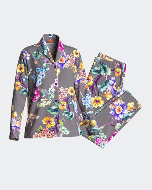 Pijama largo de mujer abierto en modal de IMPETUS IM8587N9200