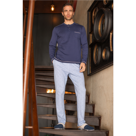 Pijama de hombre de algodón sin puños de Barandi TEO-11